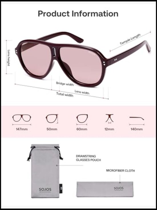 Retro Oversized Polarized Aviator Sunglasses UV400 Protection main image 4